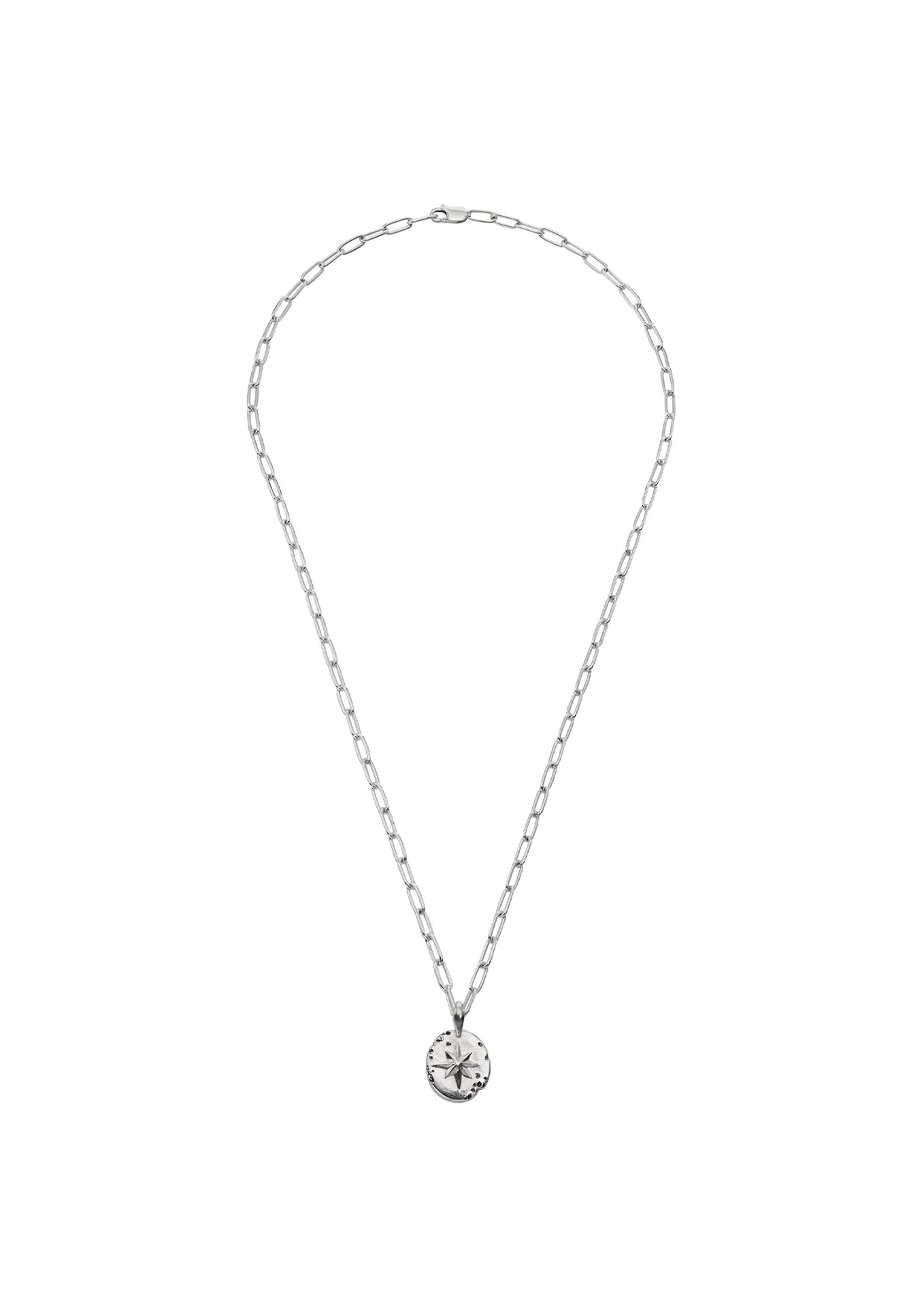 Star Signet Paper Clip Necklace Silver