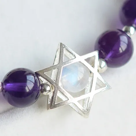Sterling Silver Amethyst Moonstone Bead Bracelet Jewelry Gifts Women