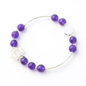 Sterling Silver Amethyst Moonstone Bead Bracelet Jewelry Gifts Women