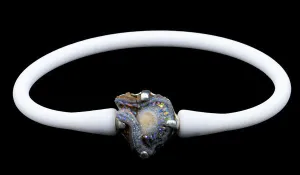 Sterling Silver Chalcedony Gemstone Rubber Bracelet