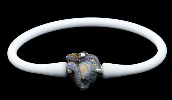 Sterling Silver Chalcedony Gemstone Rubber Bracelet
