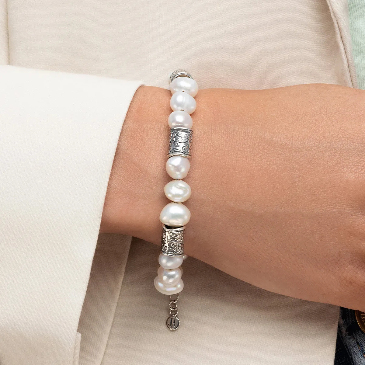 Sterling Silver Freshwater Pearl Chain Bracelet