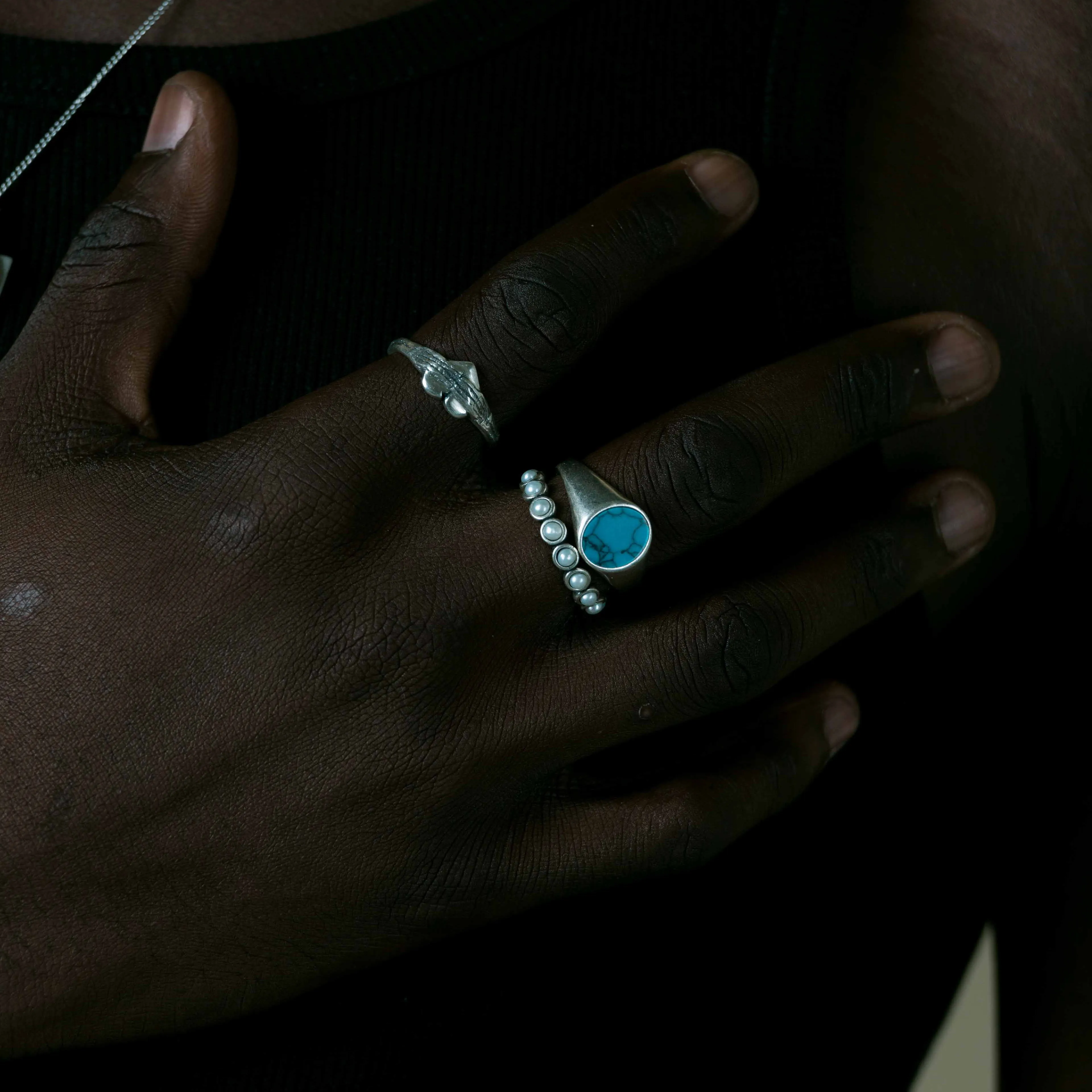 Sterling Silver Oval Signet Ring With Turquoise Stone