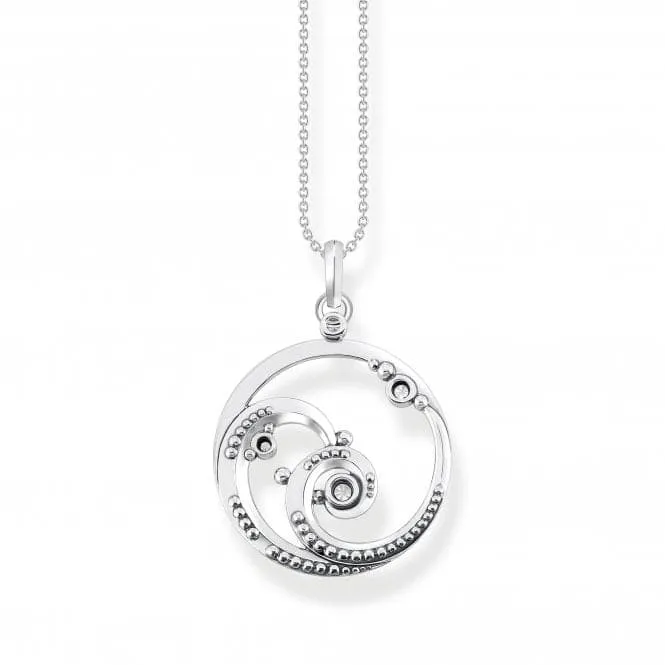 Sterling Silver Wave Blue Stones Necklace KE2143-644-1-L45V