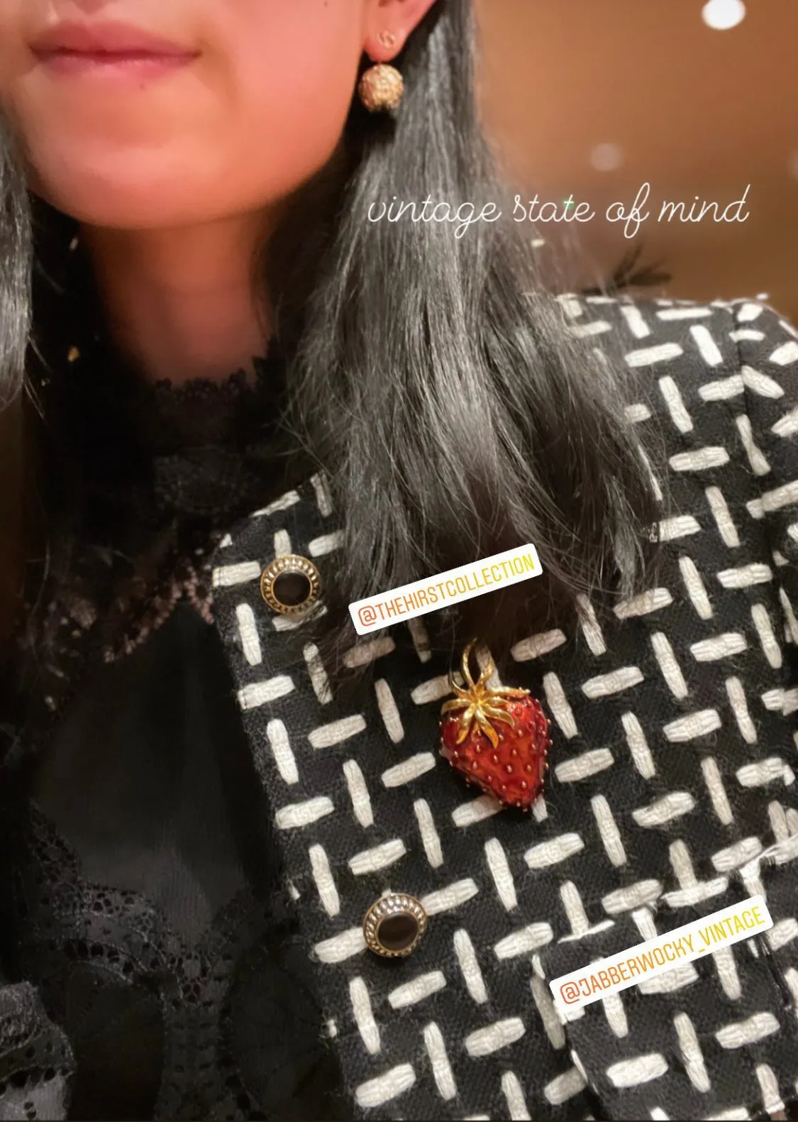 Strawberry Pin with Red Enamel and Gold