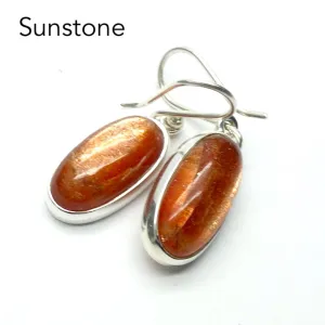 Sunstone Earrings, Oval Cabochon, 925 Silver, g3