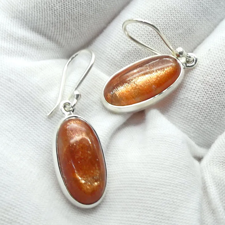 Sunstone Earrings, Oval Cabochon, 925 Silver, g3