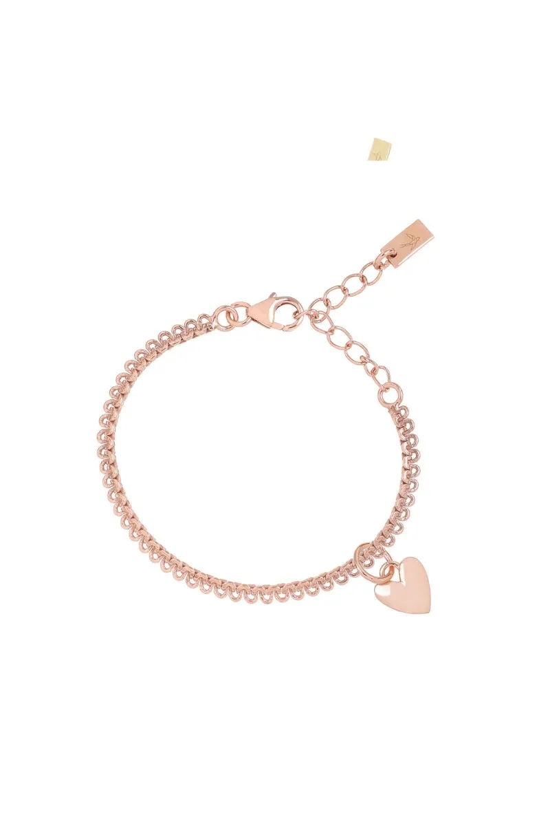 Sweetheart Lace Chain Bracelet -  Rose Gold