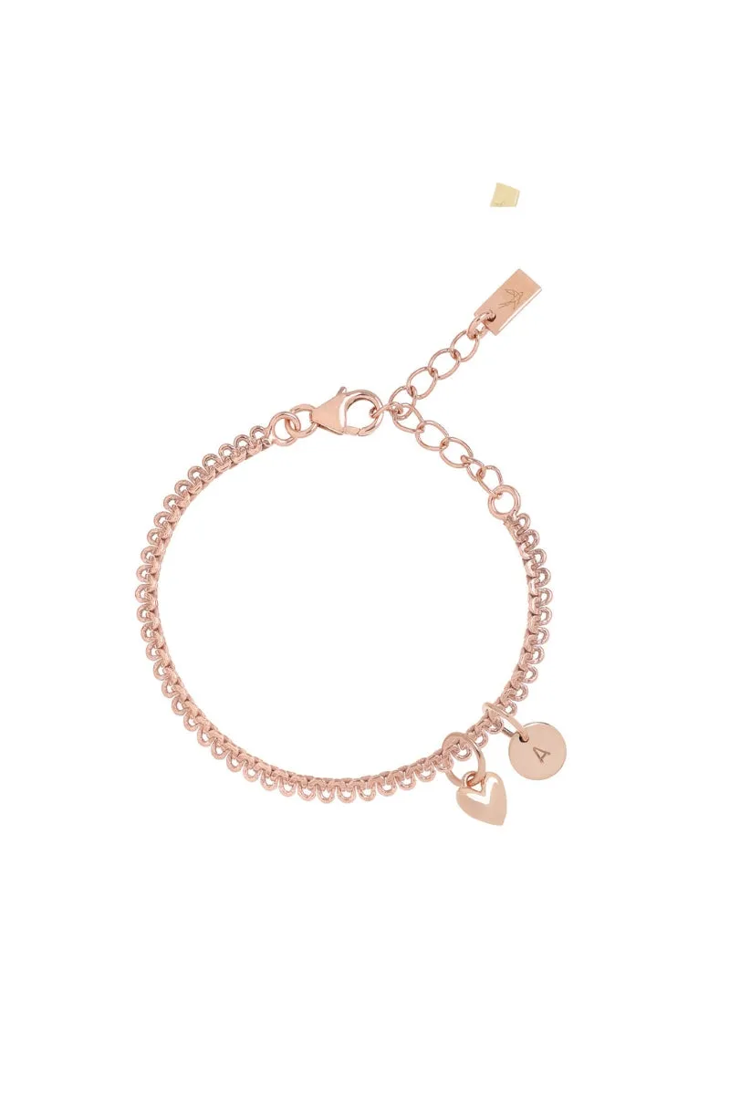 Sweetheart Lace Chain Bracelet -  Rose Gold