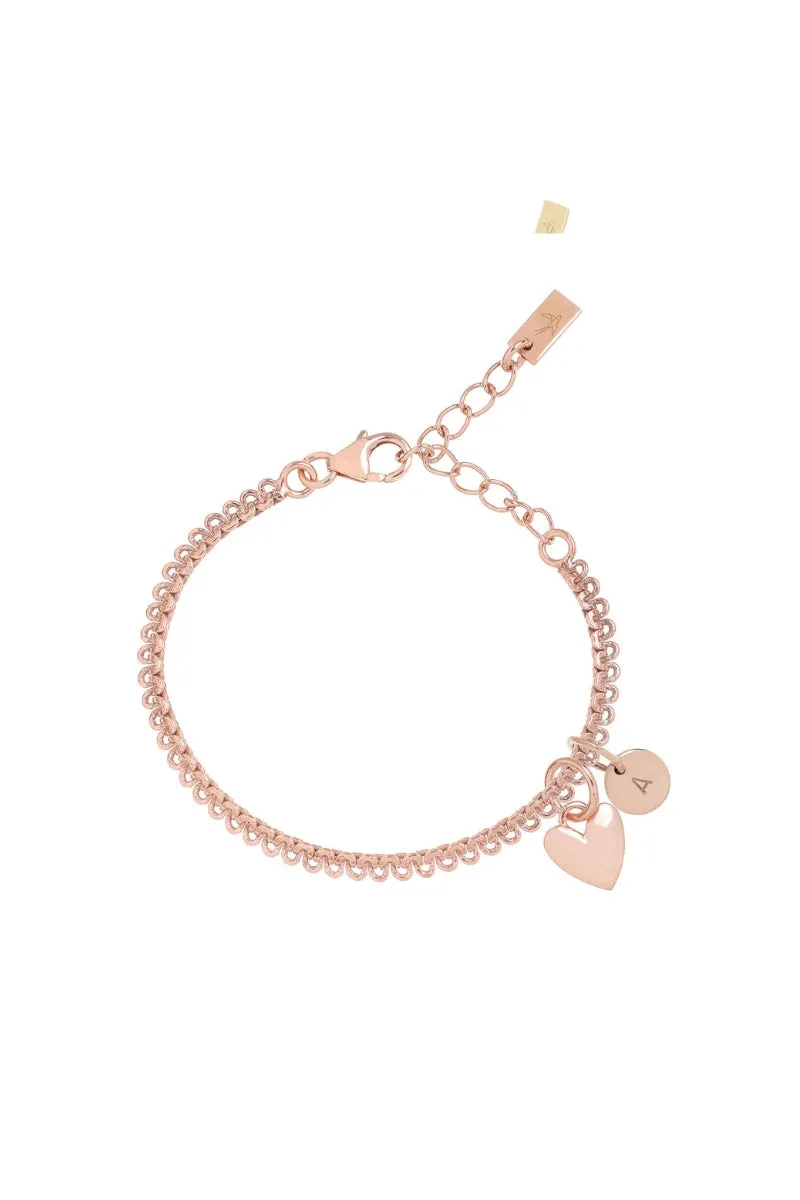 Sweetheart Lace Chain Bracelet -  Rose Gold