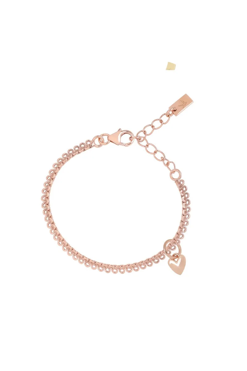 Sweetheart Lace Chain Bracelet -  Rose Gold