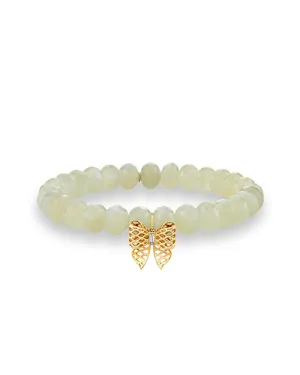 SYDNEY EVAN | Fishnet Bow Beaded Bracelet | White Moonstone