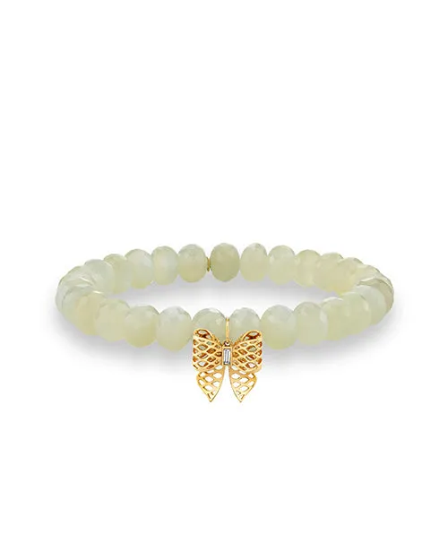 SYDNEY EVAN | Fishnet Bow Beaded Bracelet | White Moonstone