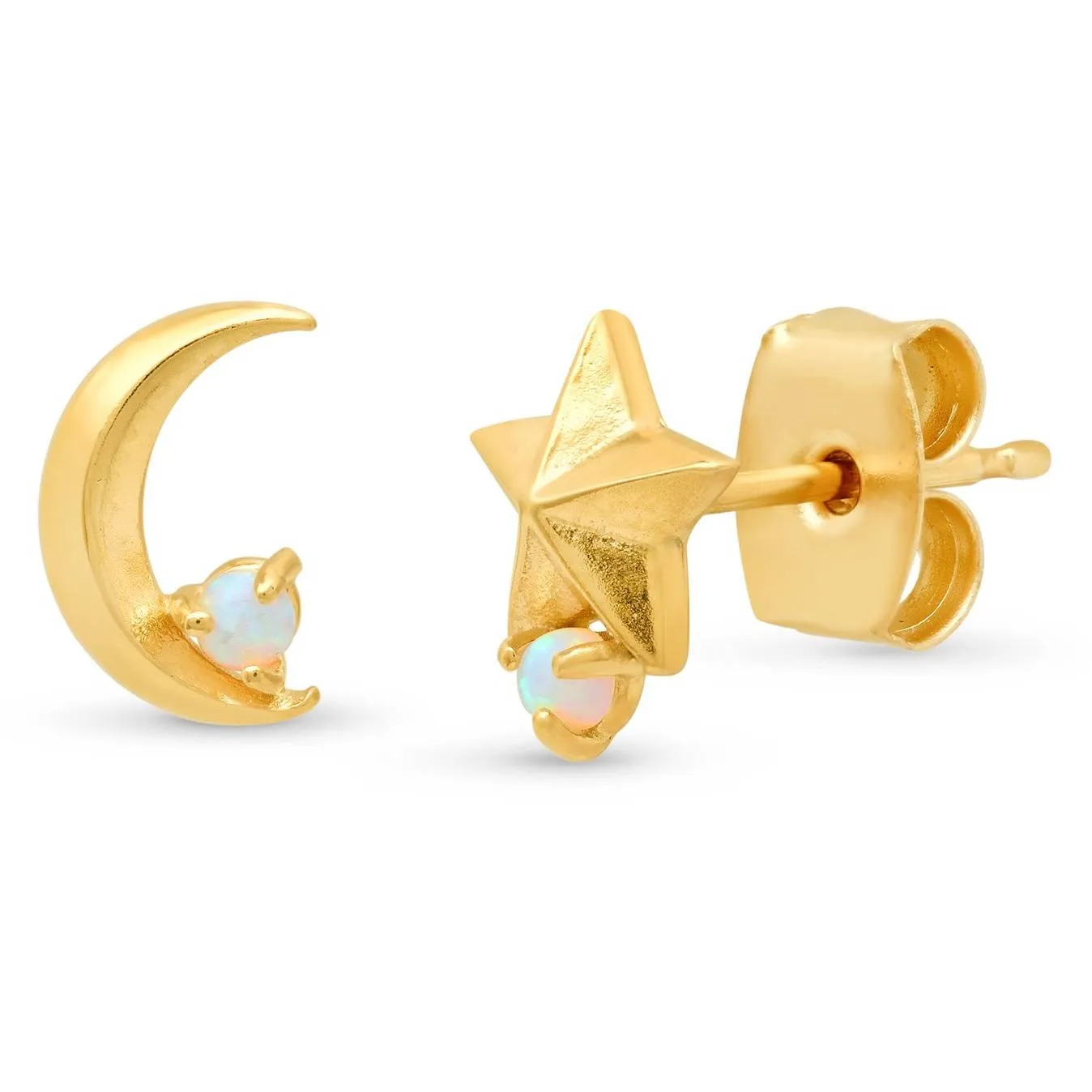 TAI Gold Mismatched Star and Moon Studs
