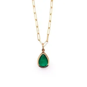Teardrop Faceted Emerald Pendant Necklace