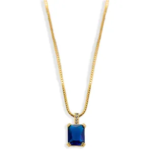 THE EMERALD PAVE' COLORED STONE NECKLACE