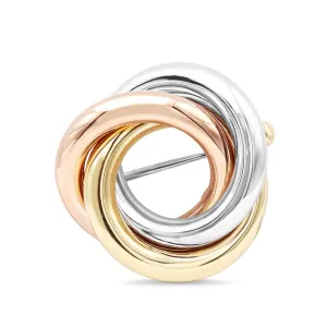 Three Colour Trinity Swirl Design Brooch