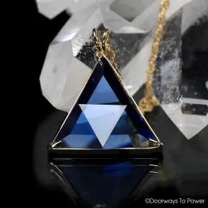 Tibetan Blue Obsidian Star of David Crystal Pendant 14k