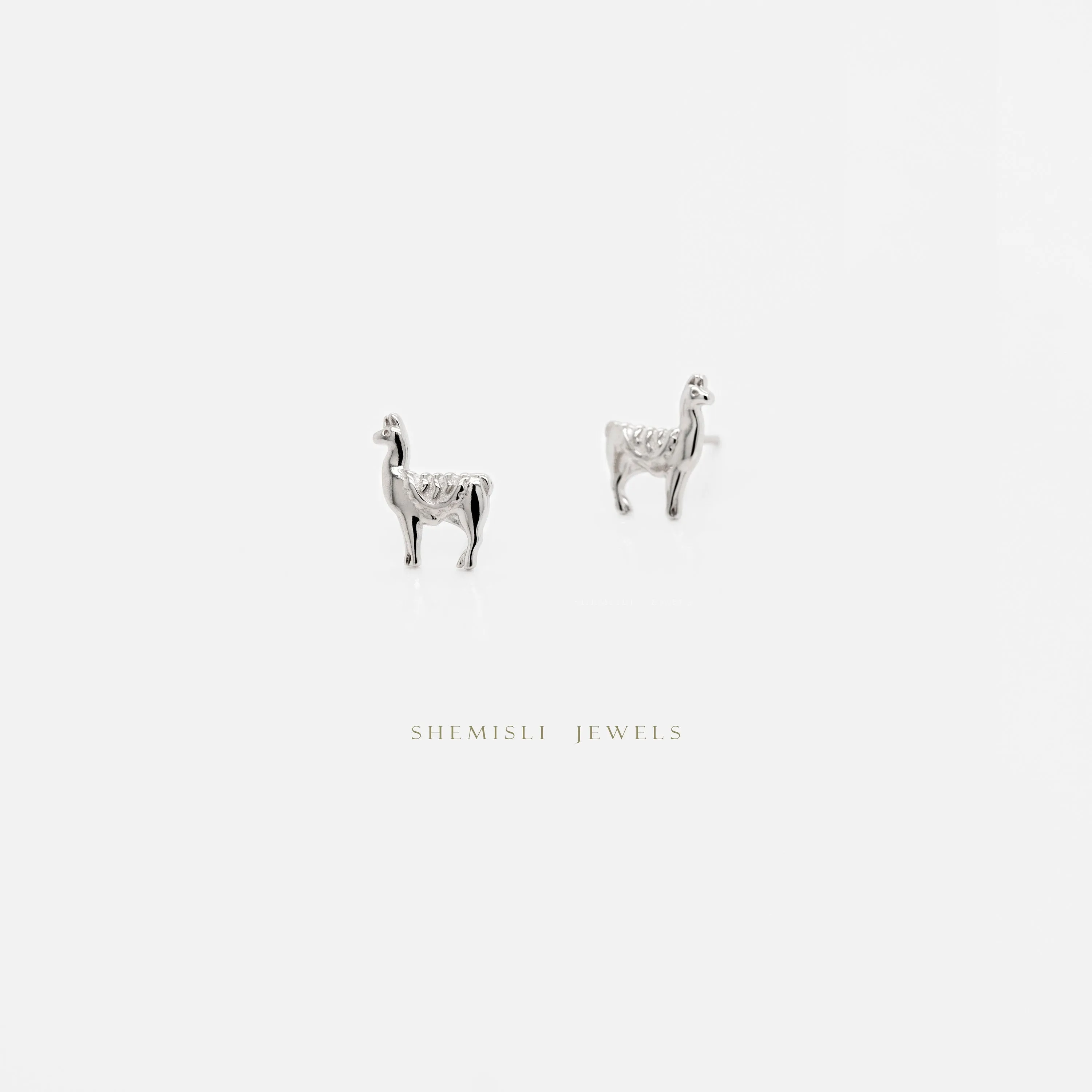 Tiny Llama Stud Earrings, Lama alpaca Jewelry, Unisex, Gold, Silver SHEMISLI - SS252  Butterfly End, SS493 Screw Ball End (Type A) LR