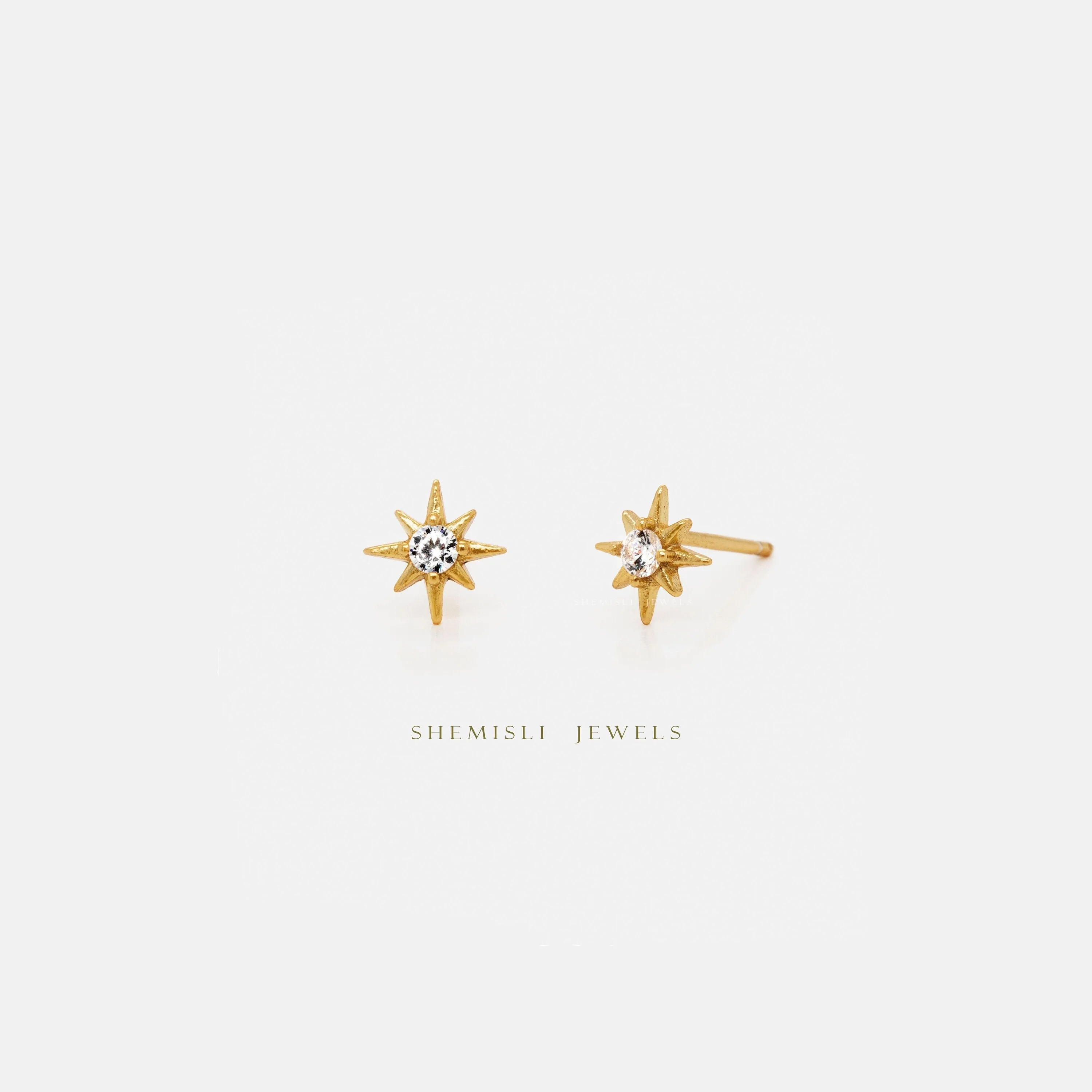 Tiny Star CZ Studs, Unisex, Gold, Silver SHEMISLI SS260