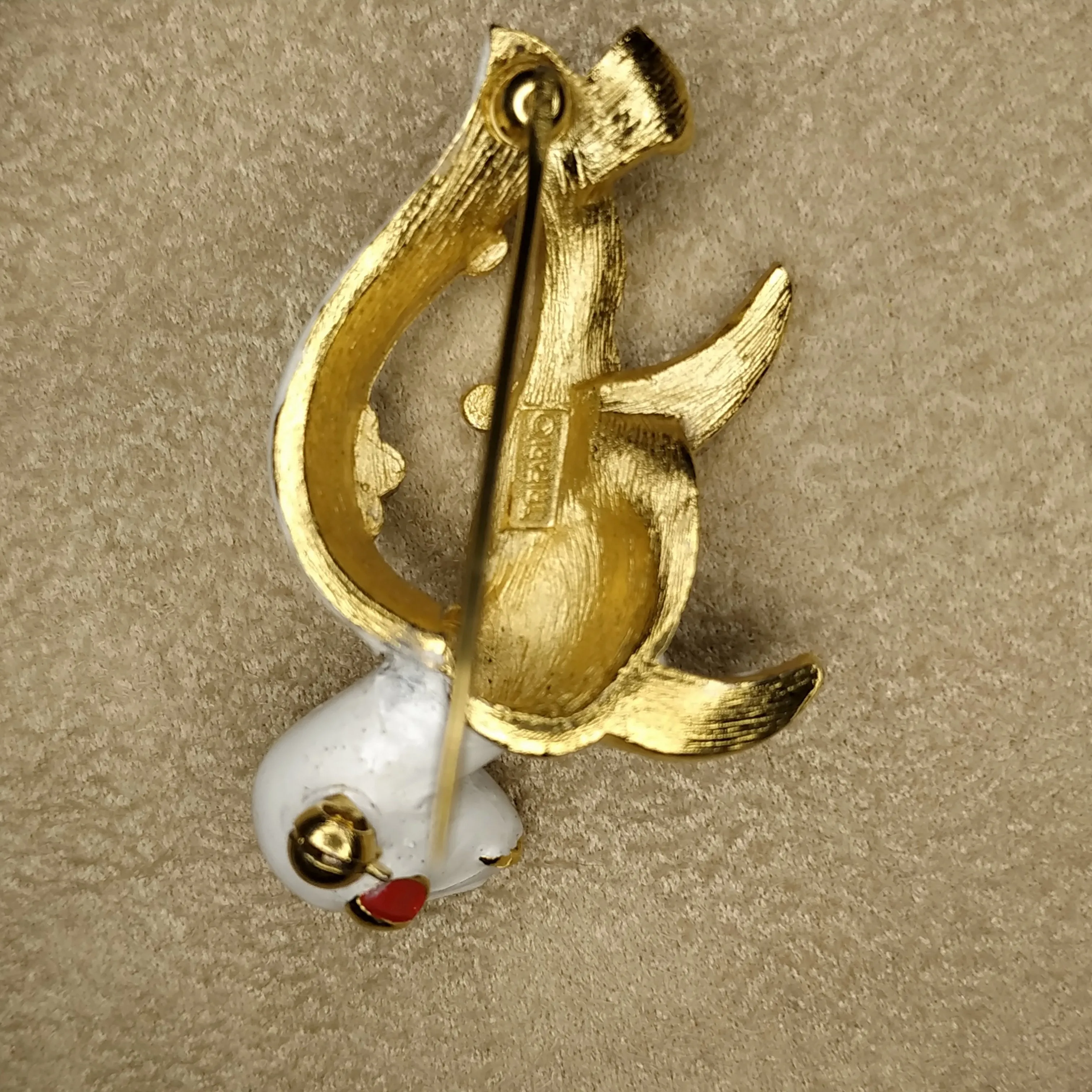 TrifariTurtle Brooch Vintage White Enamel