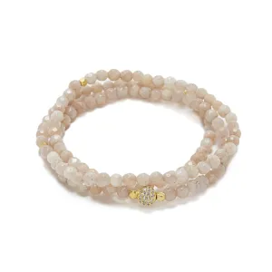 Triple Wrap - pink moonstone