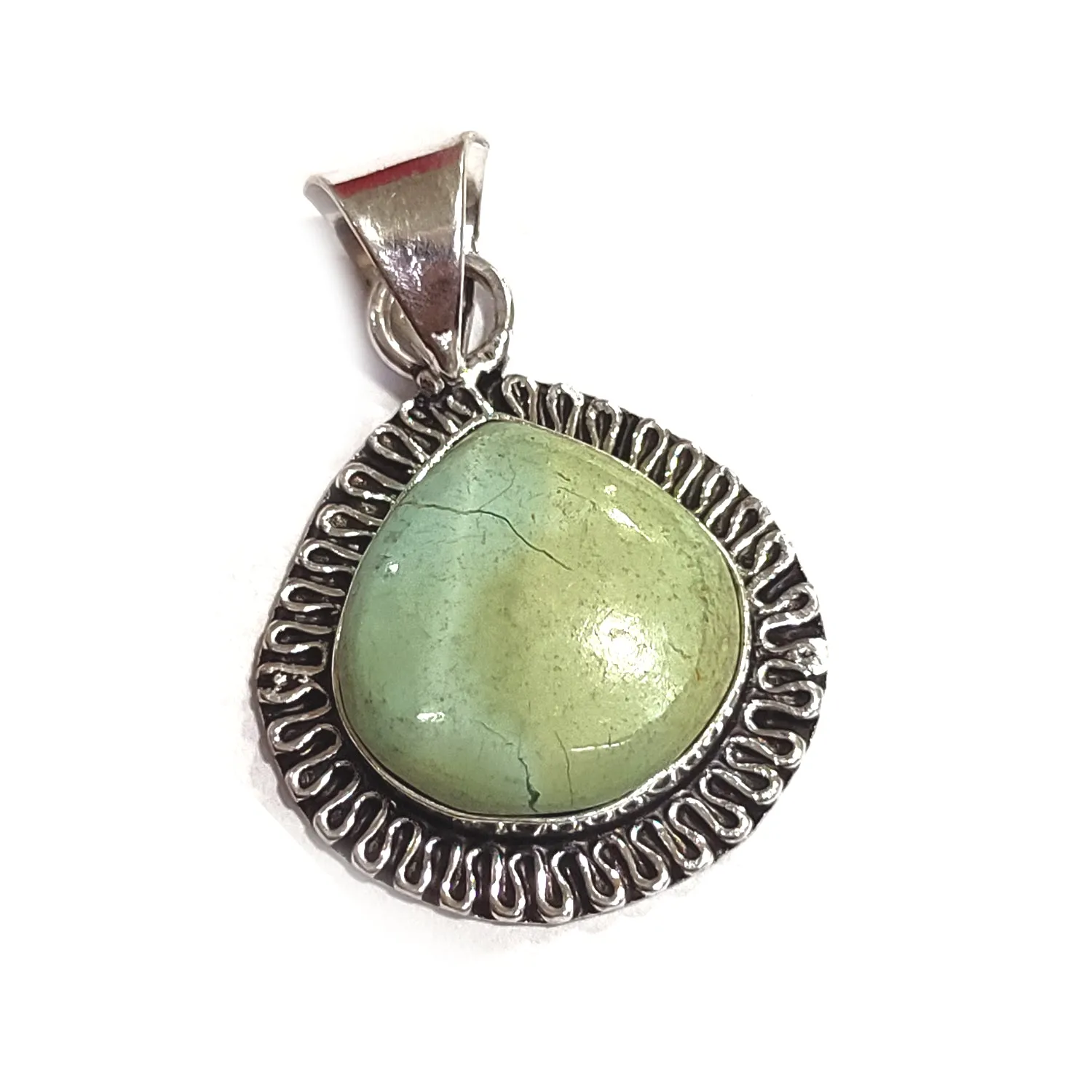 Turquoise / Firoza White Metal Pendant Men & Women Pendant For Reiki Healing