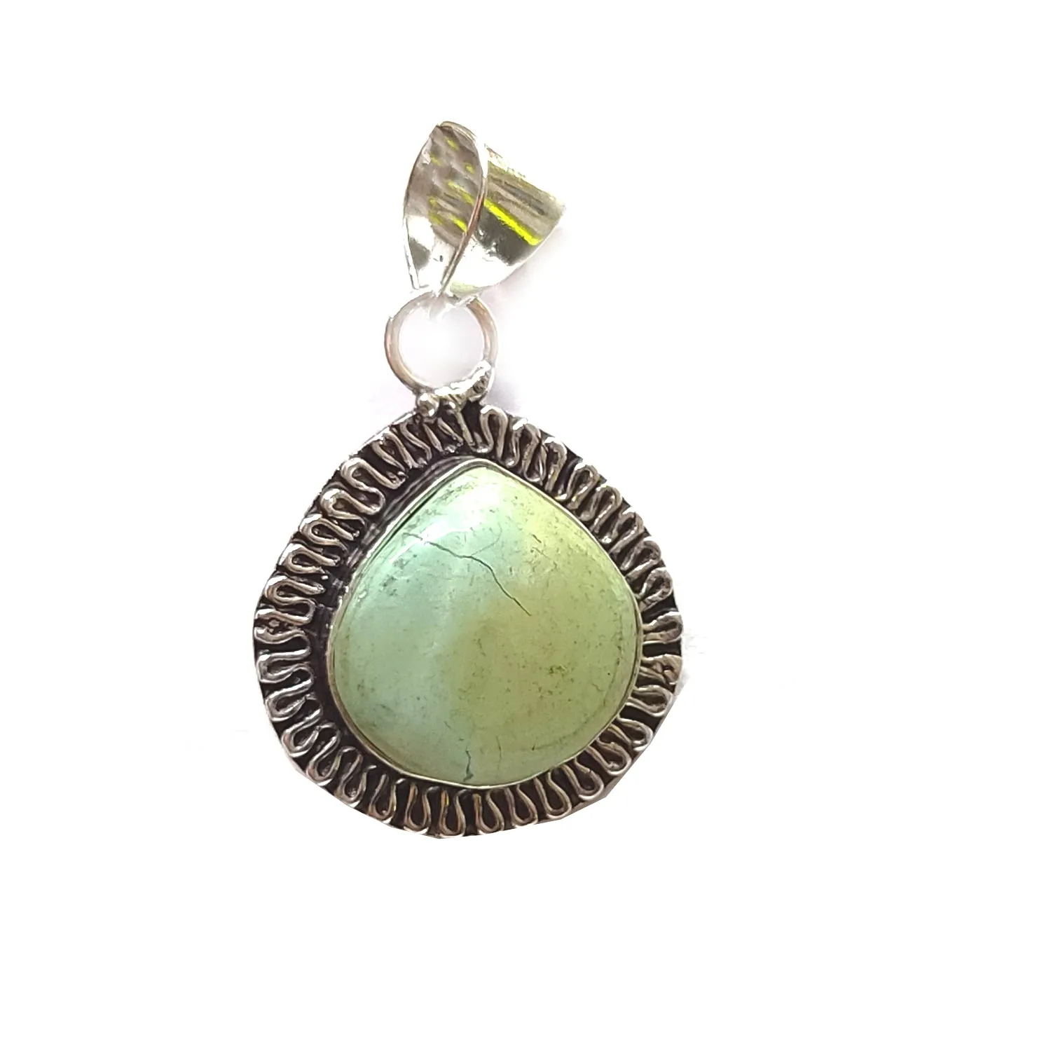 Turquoise / Firoza White Metal Pendant Men & Women Pendant For Reiki Healing