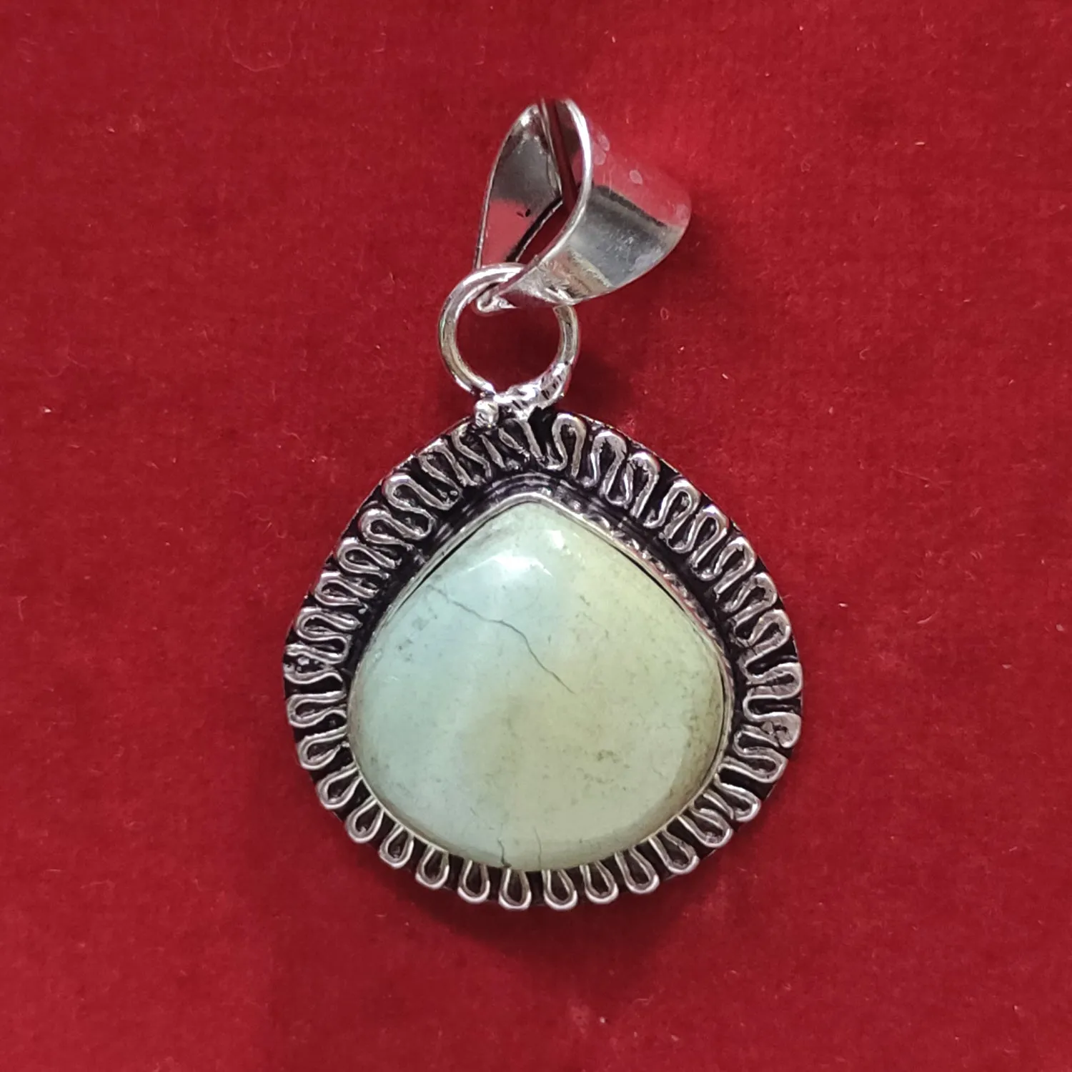 Turquoise / Firoza White Metal Pendant Men & Women Pendant For Reiki Healing