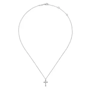 Twisted Rope Cross Pendant Necklace in 14K White Gold