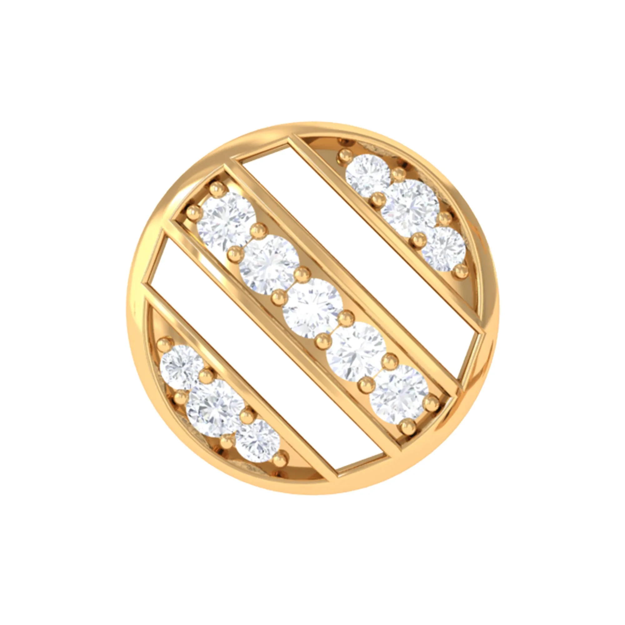 Unique Diamond Circle Geometric Earring in Gold