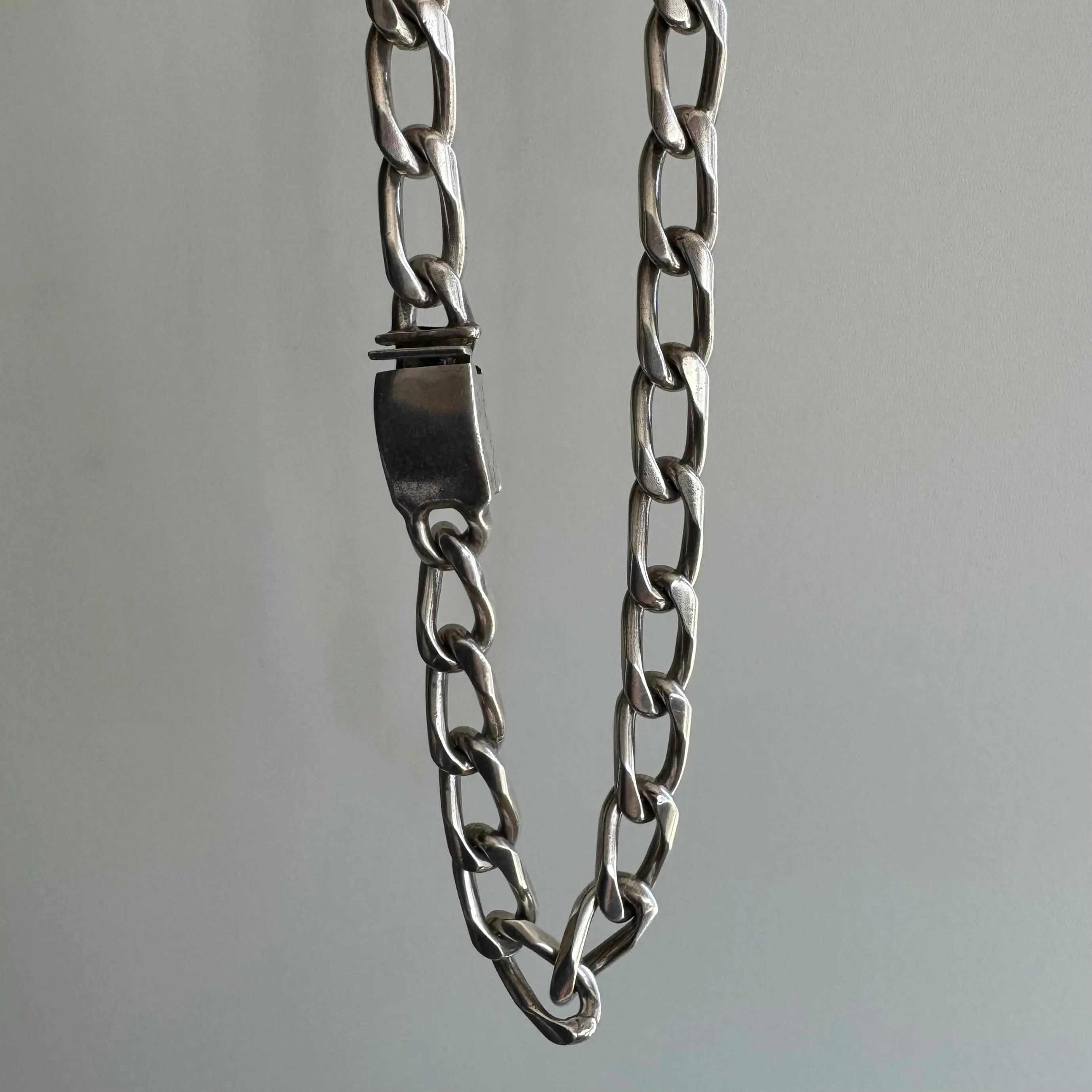 V I N T A G E // stretched curb / sterling silver CHUNKY oval curb chain necklace / 20", 161g
