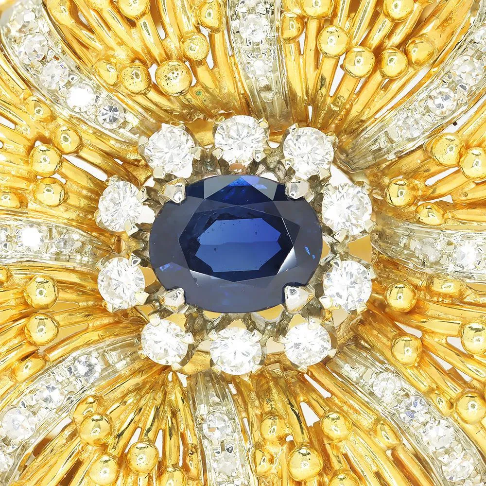 Vintage Certified NO HEAT Sapphire & Diamond Bangle