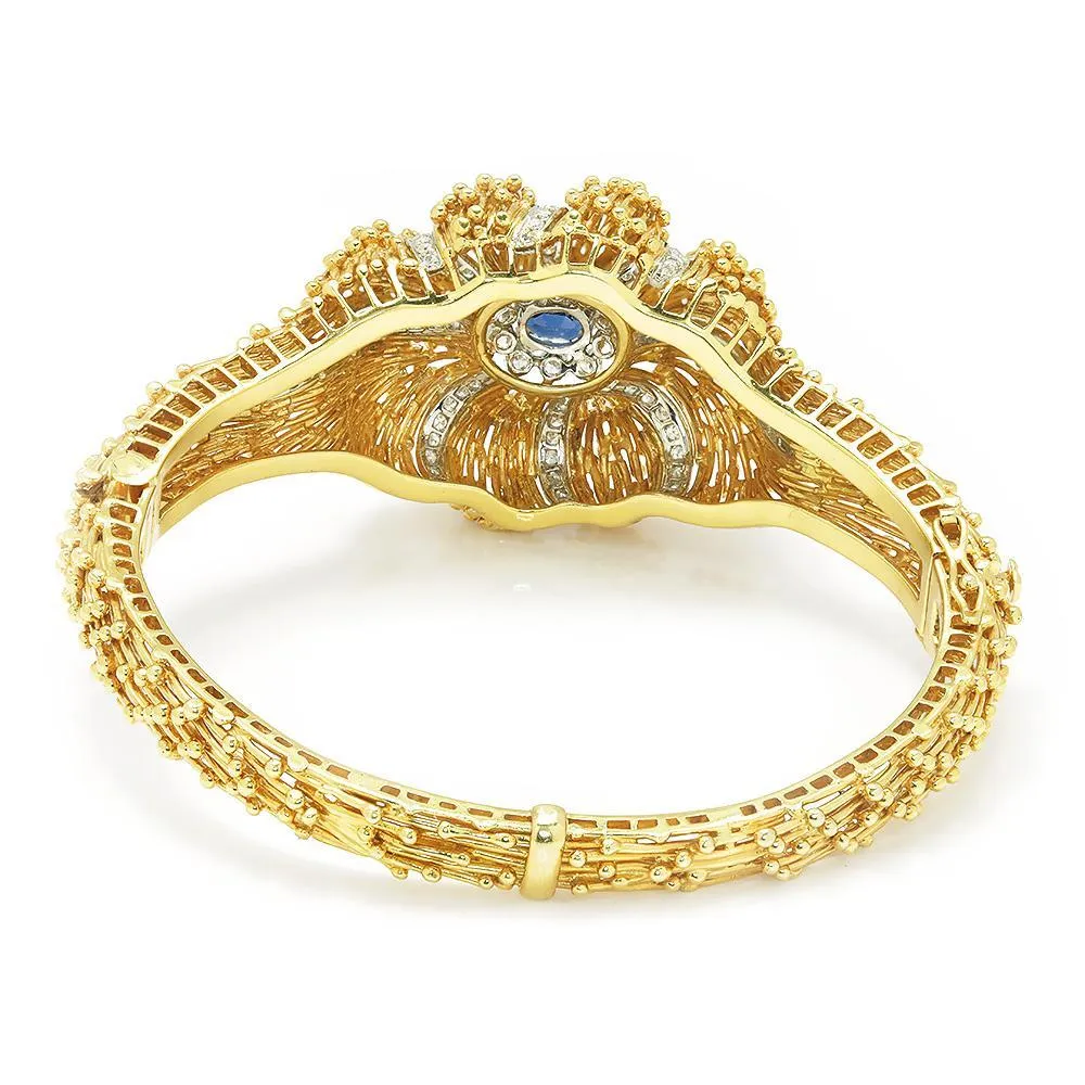 Vintage Certified NO HEAT Sapphire & Diamond Bangle