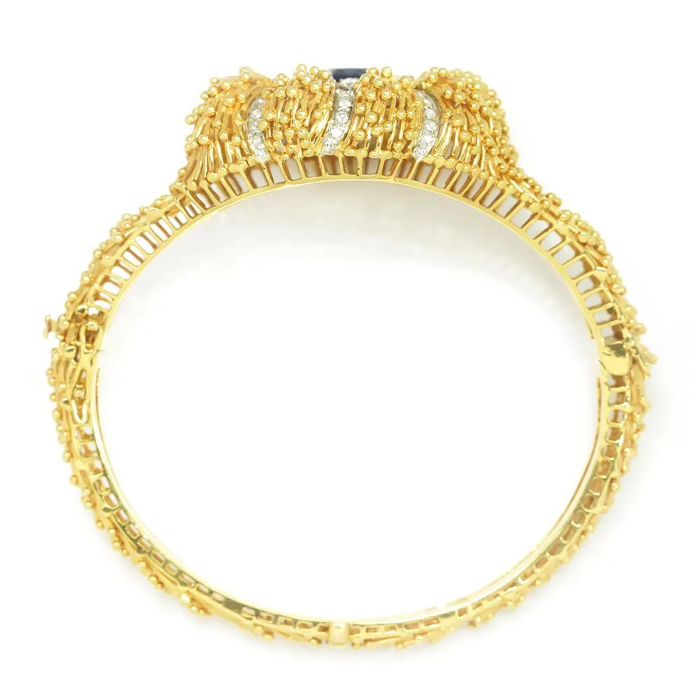 Vintage Certified NO HEAT Sapphire & Diamond Bangle