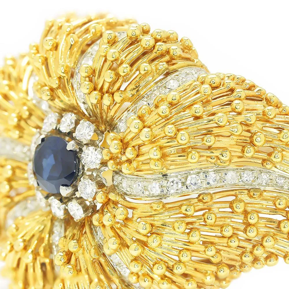 Vintage Certified NO HEAT Sapphire & Diamond Bangle