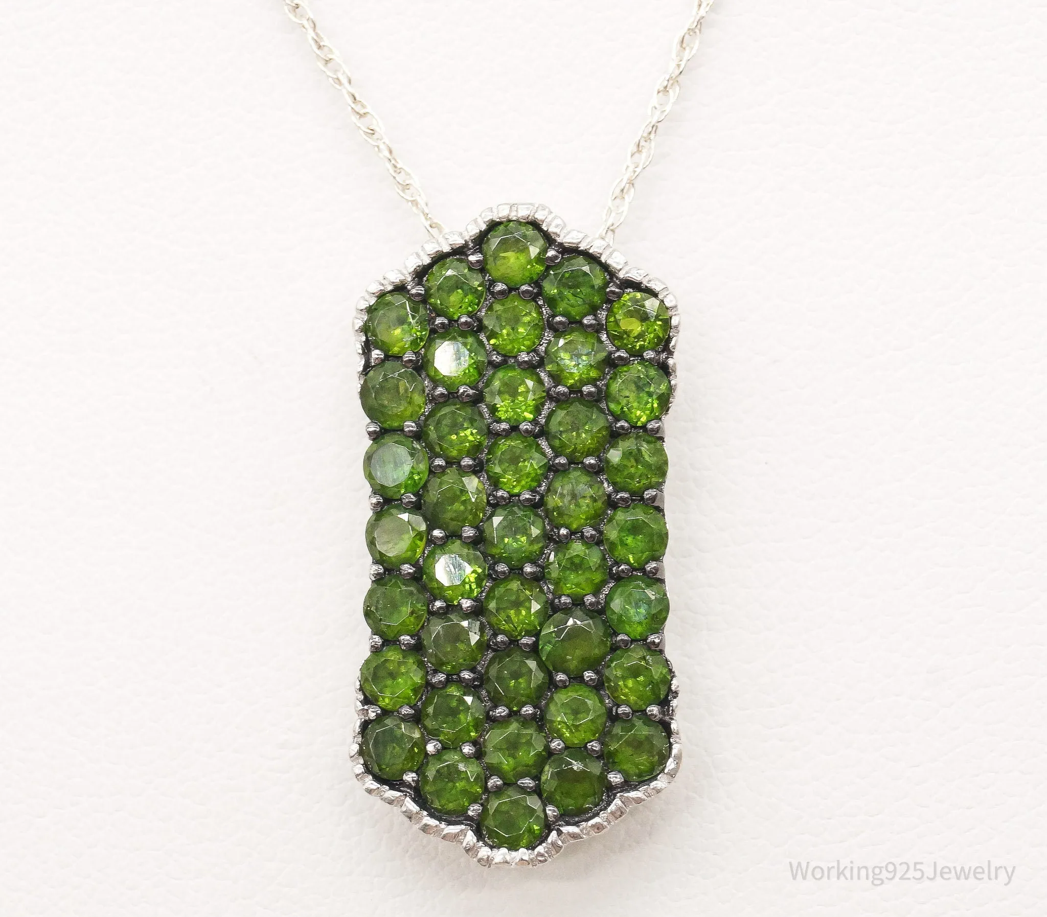 Vintage Designer HT Peridot Sterling Silver Necklace