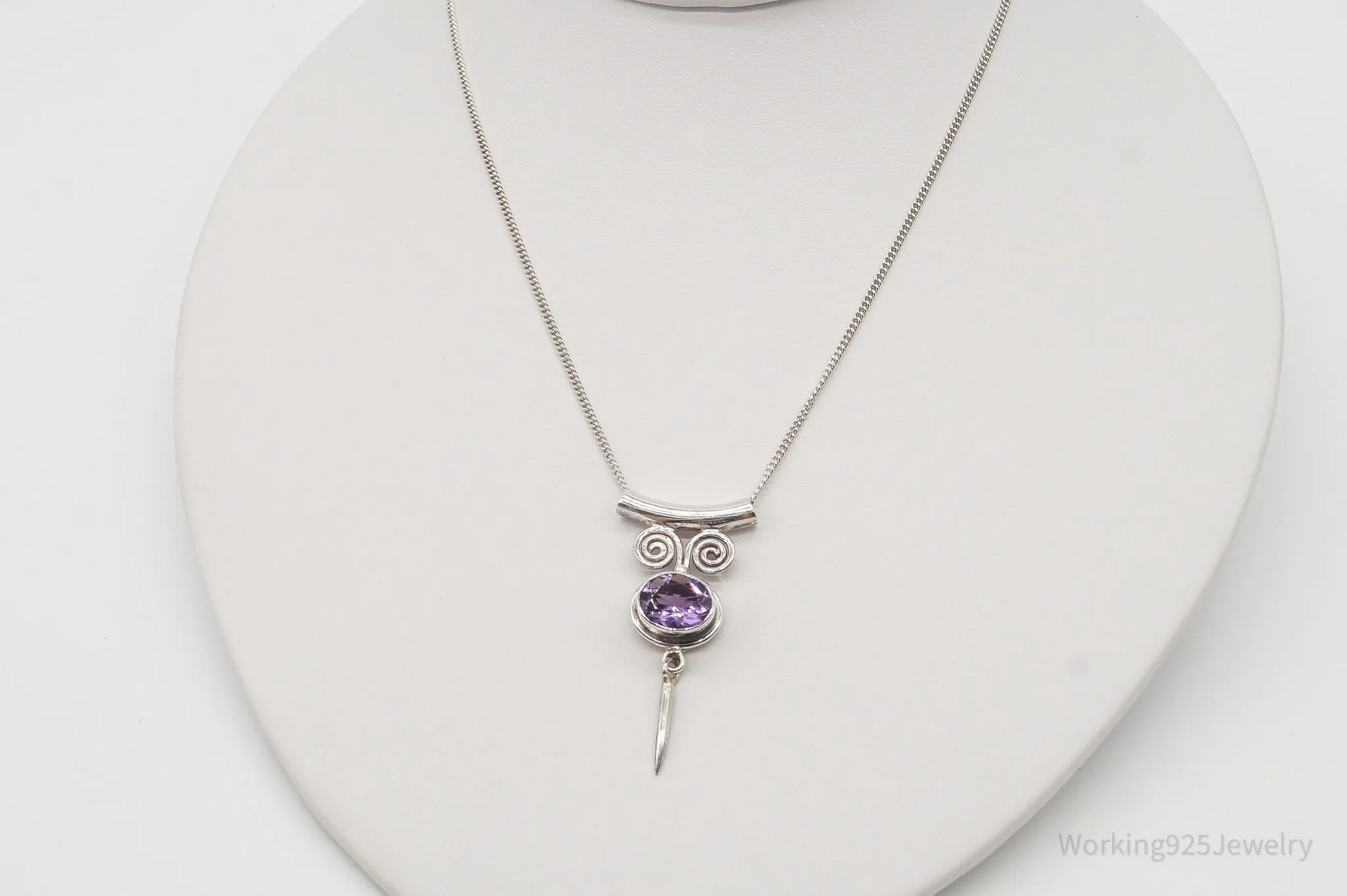 Vintage Designer Sajen Amethyst Sterling Silver Necklace