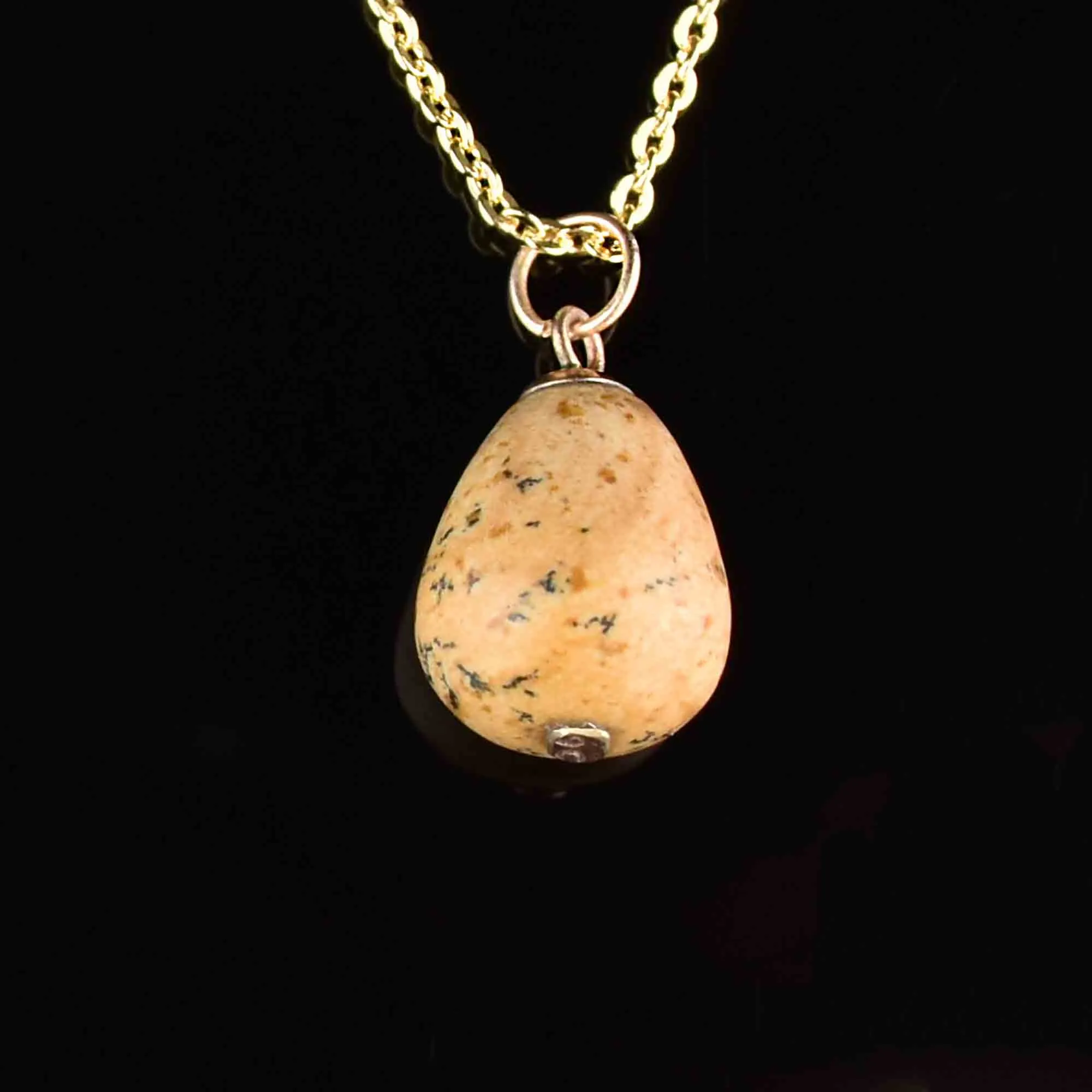 Vintage Gold Marble Egg Pendant Necklace