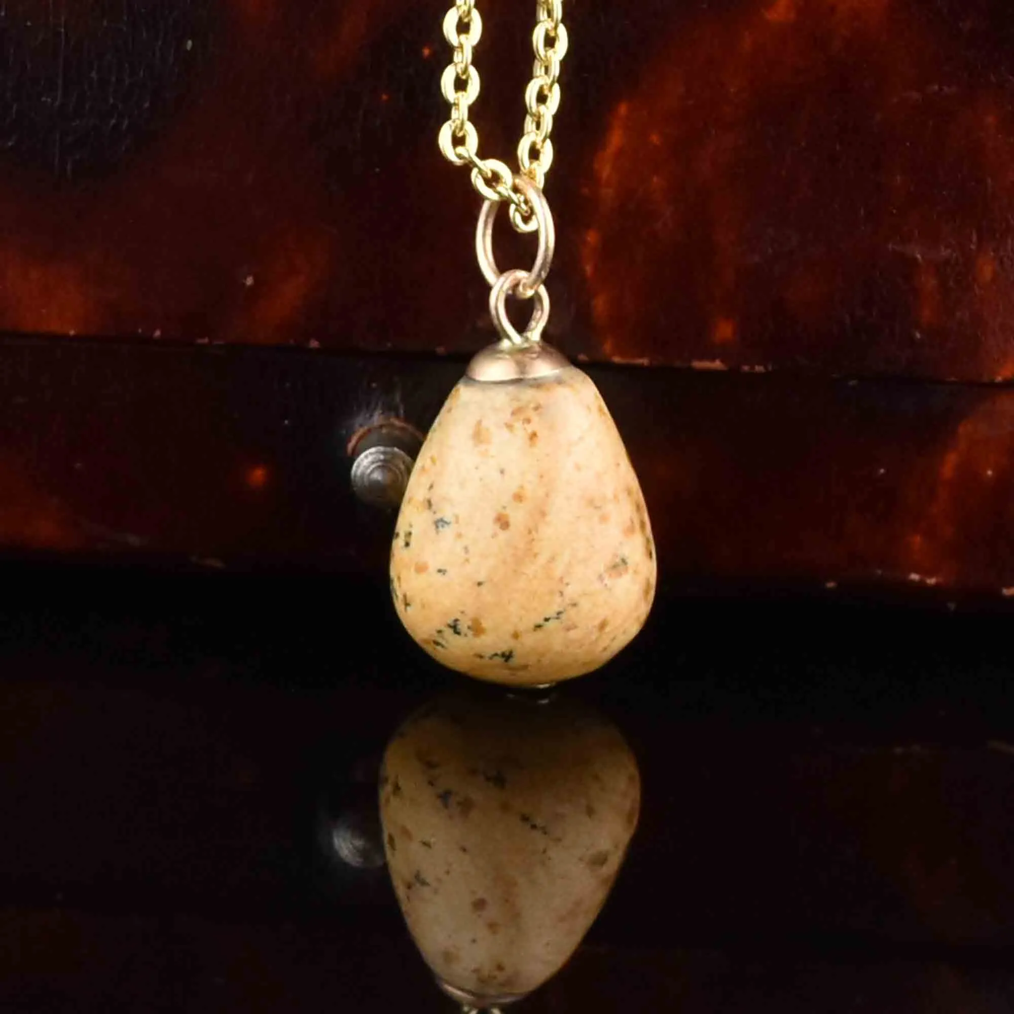 Vintage Gold Marble Egg Pendant Necklace