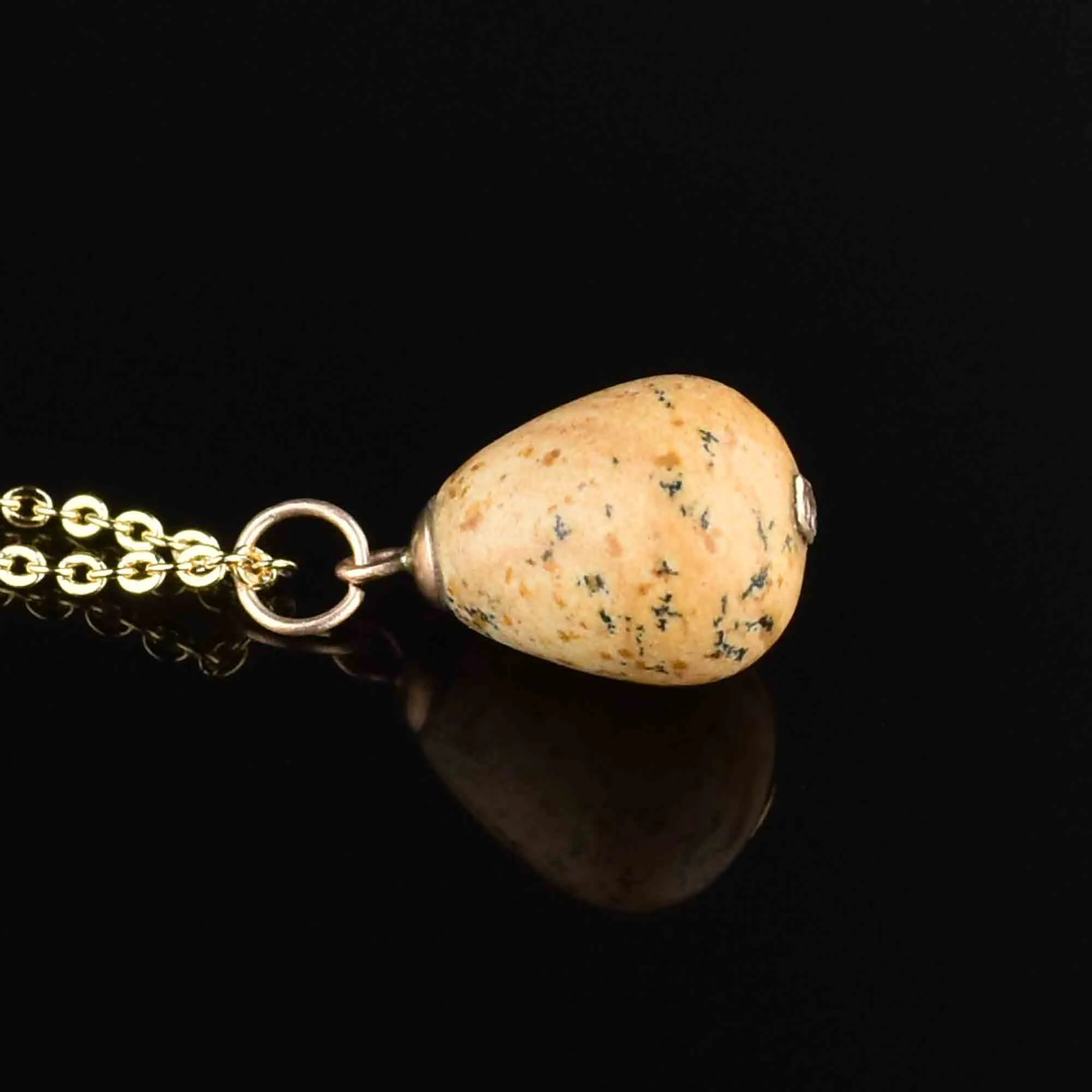 Vintage Gold Marble Egg Pendant Necklace