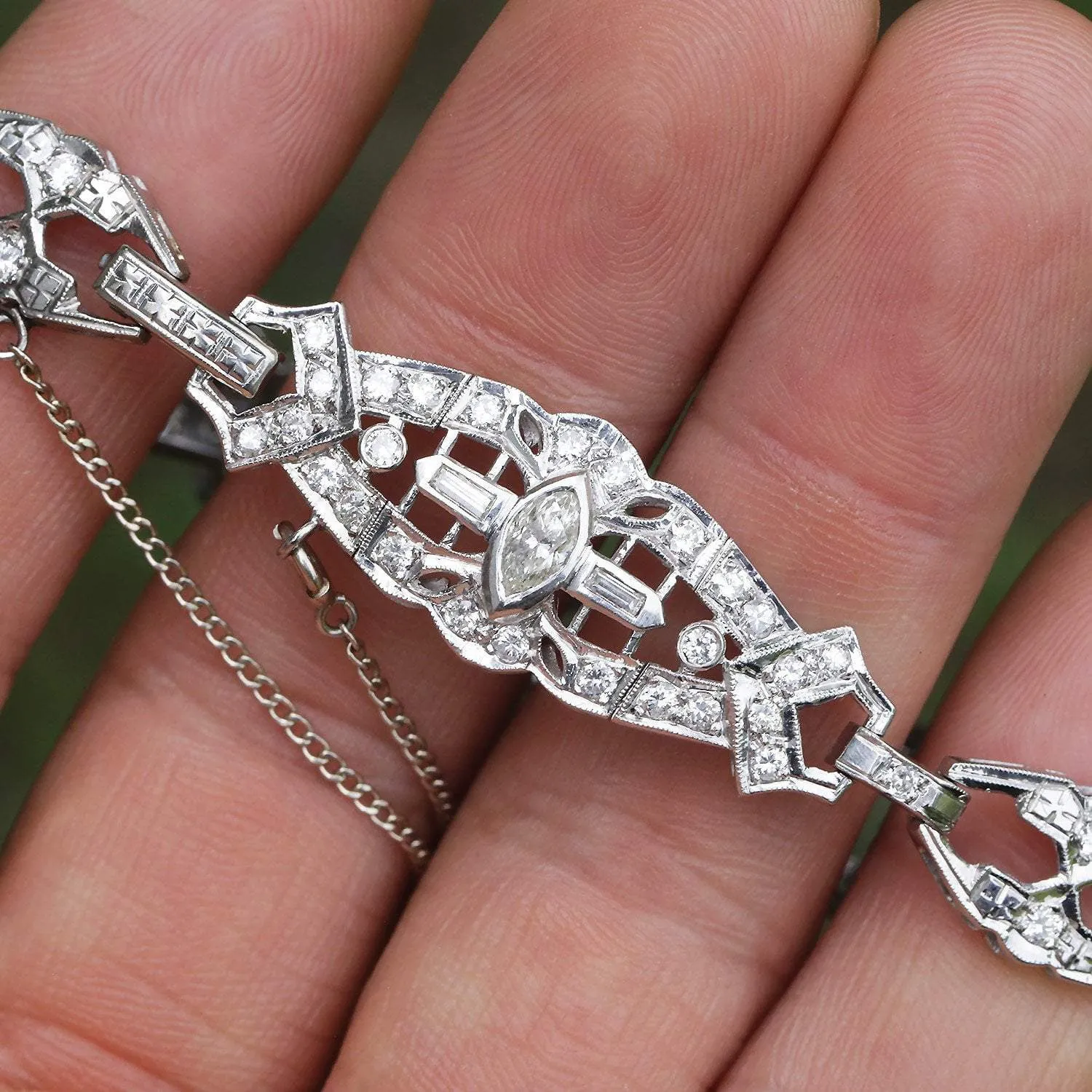 Vintage Marquise Diamond Bracelet with Diamond Accents 2.30ctw
