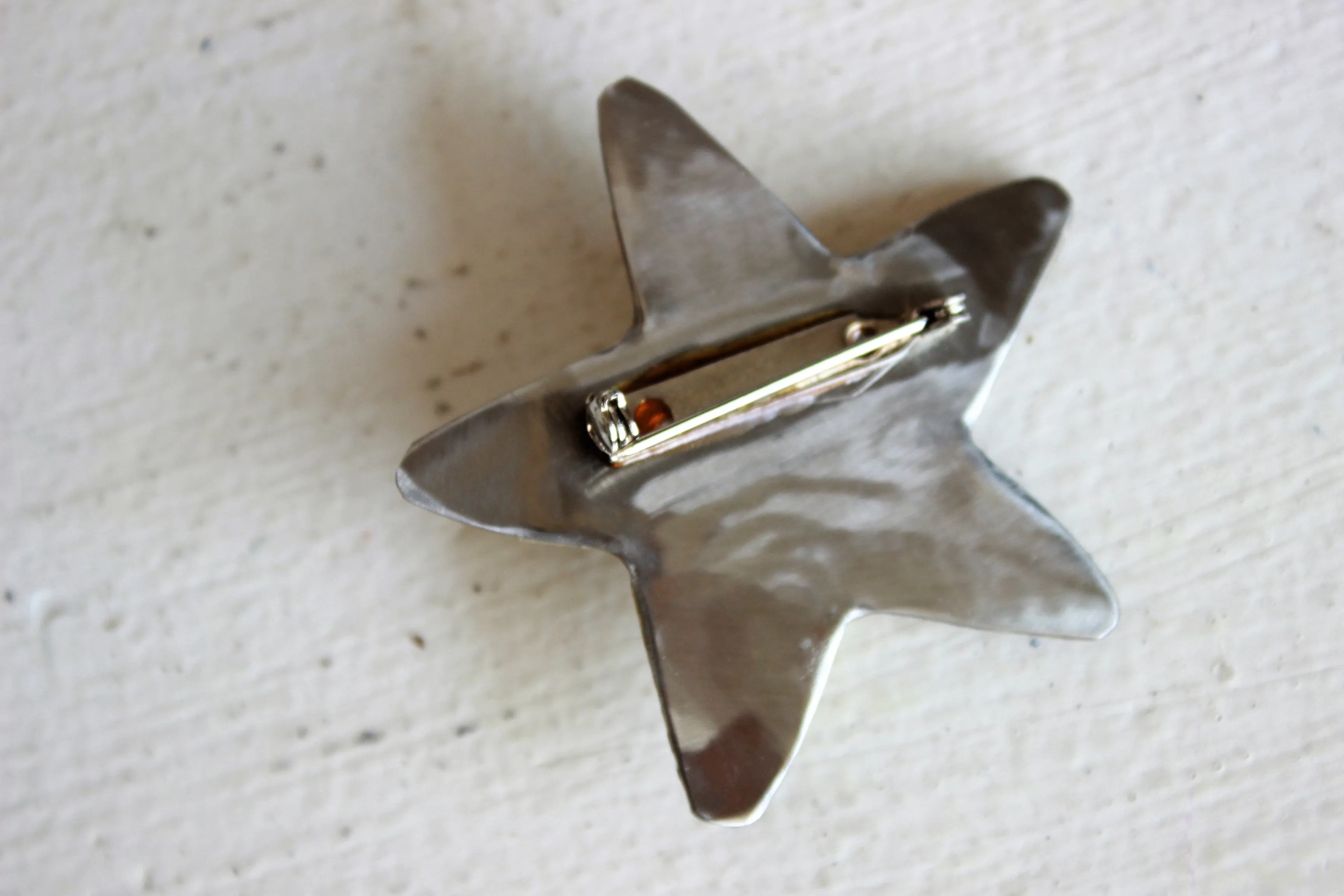 Vintage Star Brooch of Stone and Turquoise