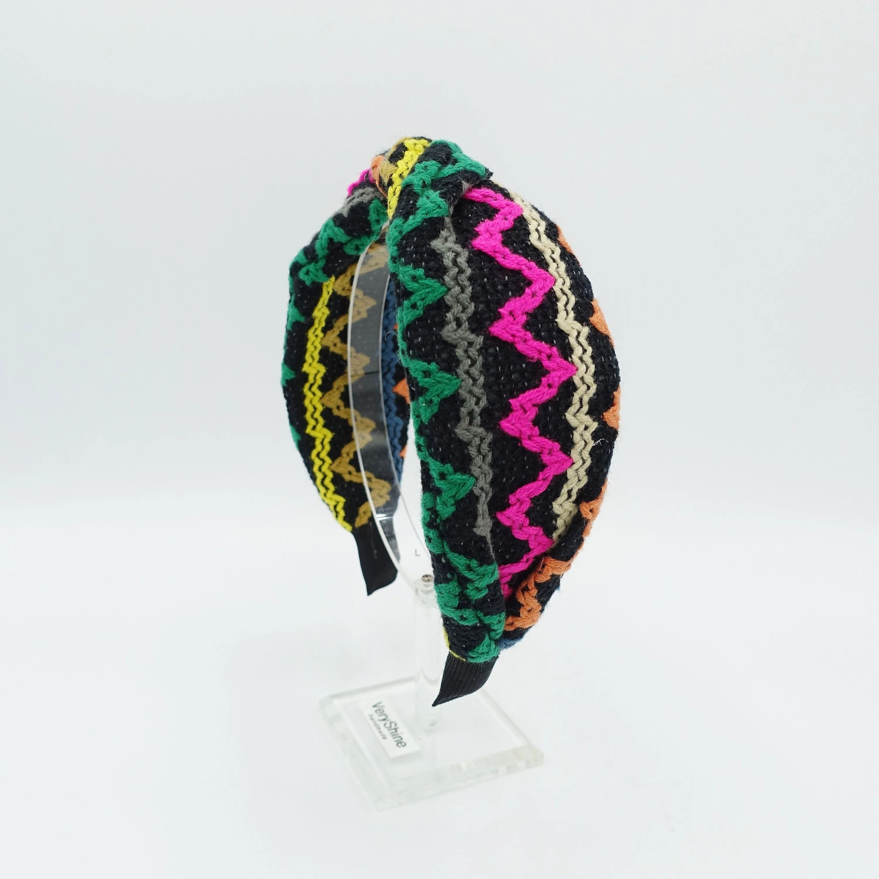 vivid knit twist headband zigzag stripe pattern hairband Winter hair accessory for women