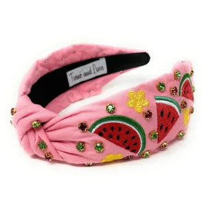 Watermelon Embroidered Jeweled knot Headband