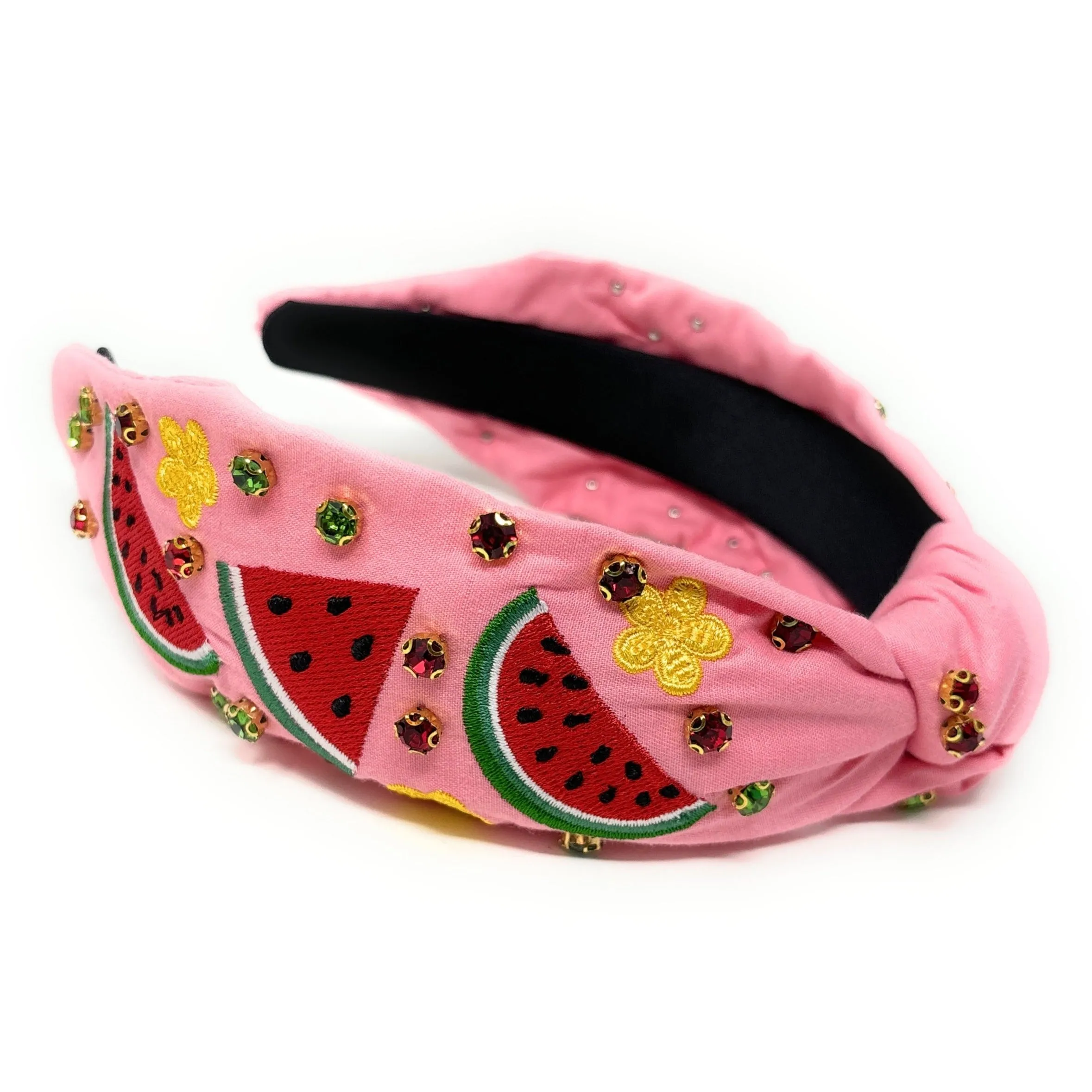 Watermelon Embroidered Jeweled knot Headband