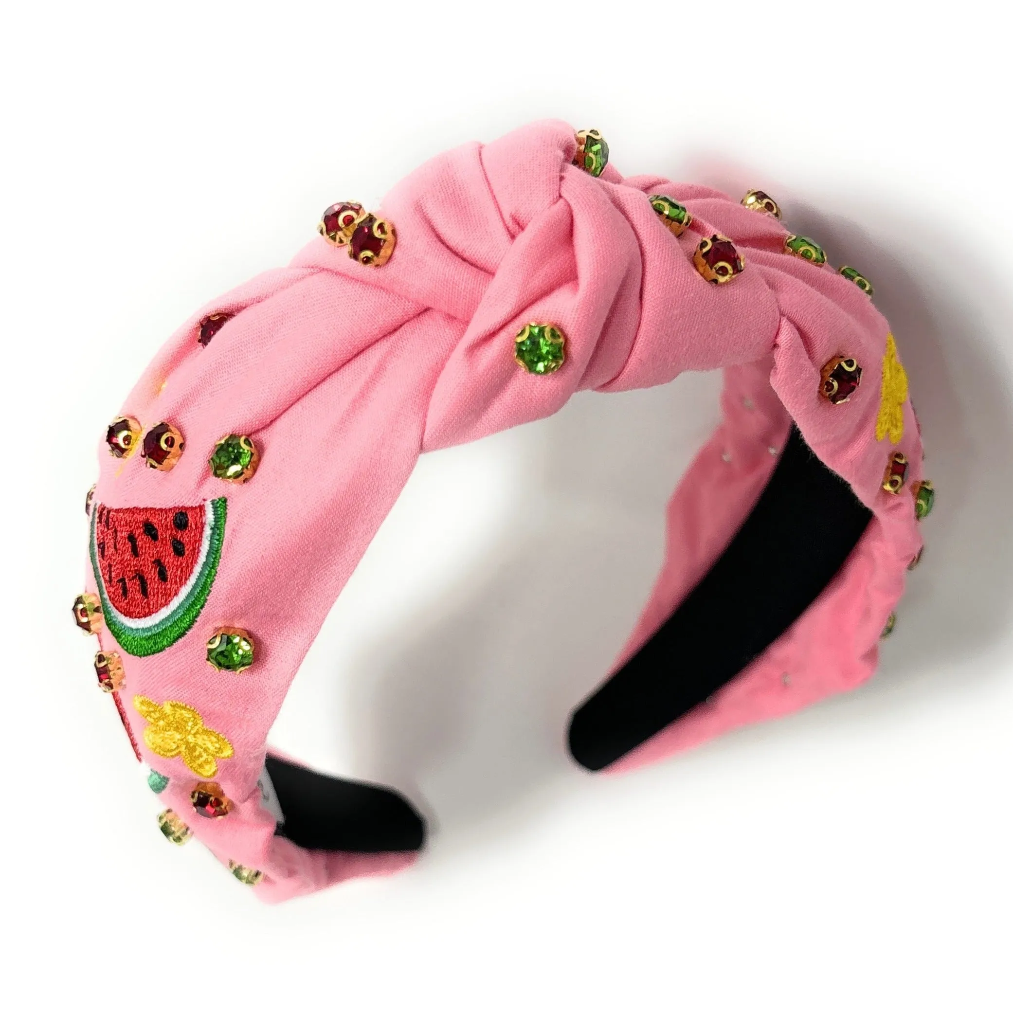 Watermelon Embroidered Jeweled knot Headband