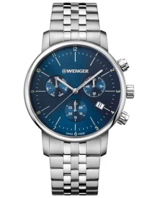Wenger Mens Urban Classic Chronograph - Blue Dial -  Bracelet - 100m - Date