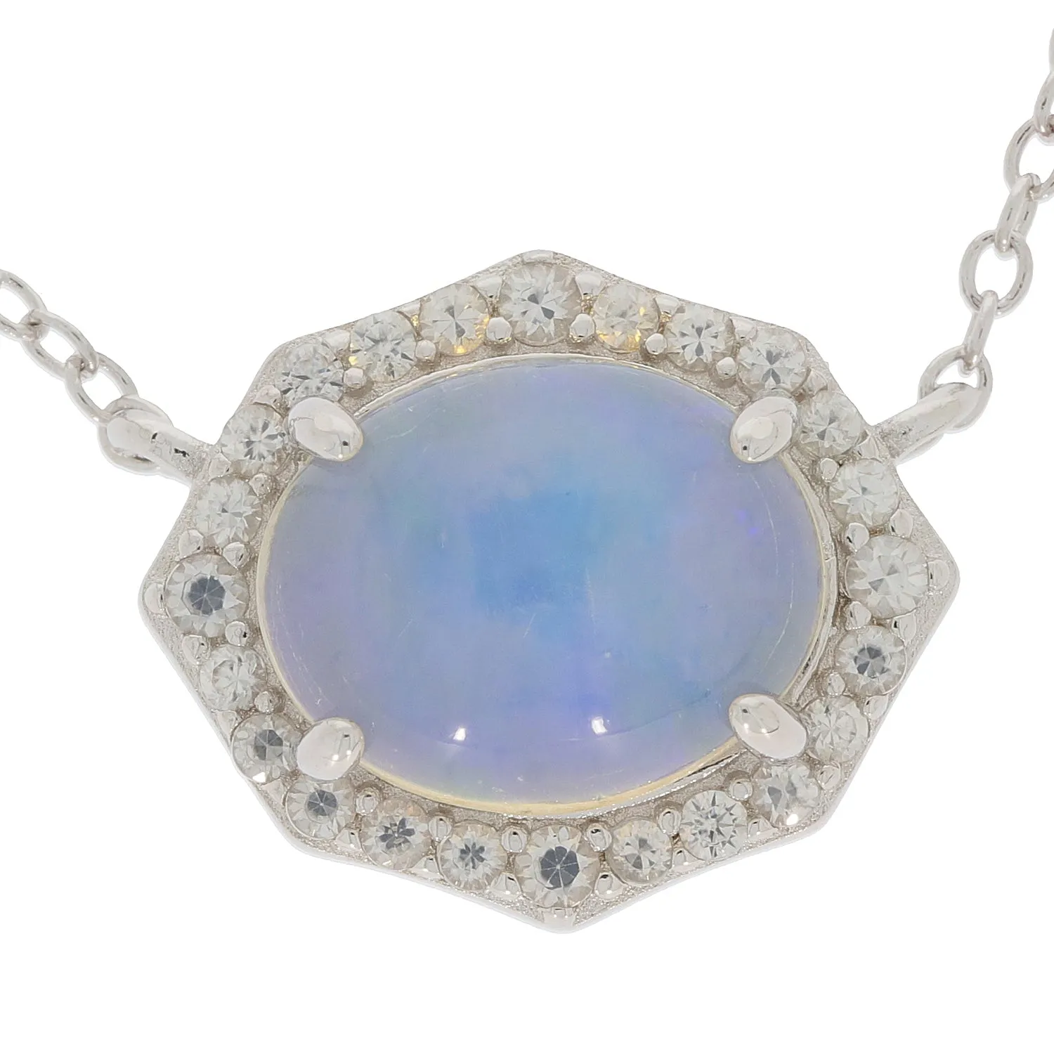 White Opal Sterling Silver Earrings with Accent