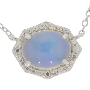 White Opal Sterling Silver Earrings with Accent